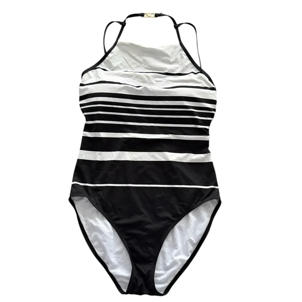 Ralph Lauren Striped High-Neck One-Piece